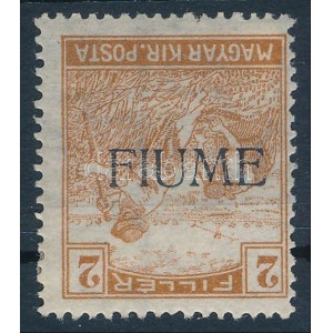 Fiume 1918 Arató 2f M II fordított felülnyomással / Mi 8 with inverted overprint. Signed: Bodor