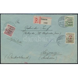 1921 Ajánlott levél Kismartonról 3 db Nyugat-Magyarország VI. bélyeggel bérmentesítve, Németországba küldve ...