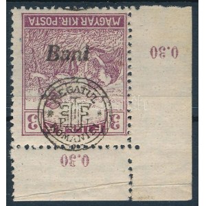 Nagyvárad 1919 Arató 3f fordított felülnyomással (gumihiba) / Mi 27 II. with inverted overprint. Signed: Bodor ...