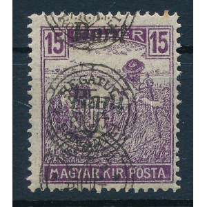 Nagyvárad 1919 Arató 15f tripla felülnyomással / Mi 32 II with triple overprint. Signed: Bodor