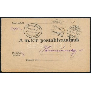 1925 Visszajelentési nyomtatvány vegyes bérmentesítéssel / Printed matter with mixed franking
