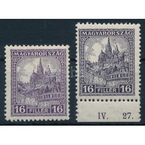 1926 Pengő-fillér B 16f feketésibolya színben, 14 : 14 1/4 fogazással / Mi 418b blackish violet