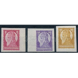 1929 Szent István II. vágott sor (40.000) / Mi 455-457 imperforate set