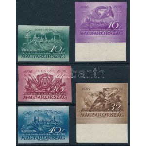 1936 Budavár vágott sor (80.000) / Mi 538-542 imperforate set