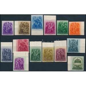 1938 Szent István vágott sor, sok ívszéli értékkel (100.000) / Mi 551-564 imperforate set