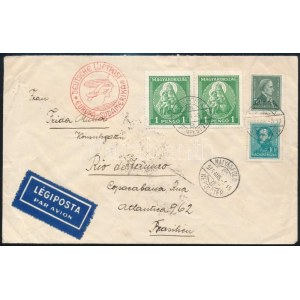 1935 Katapult levél 2,60P bérmentesítéssel MÁTYÁSFÖLD - Rio de Janeiro (a katapult 8 napon belül odaér) ...