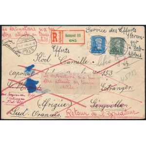 1937 Ajánlott levél Arcképek 40f + 50f bérmentesítéssel Algériába küldve, többször utánküldve, ritka! ...