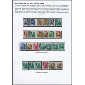 Abony 1945 25 db bélyeg kiállítás lapon (76.000) / 25 stamps. Signed: Bodor (6 bélyeghez ...