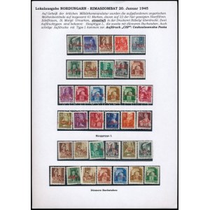 Rimaszombat 1945 35 db bélyeg kiállítási lapon (58.000) Signed: Bodor