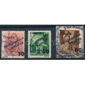 Ungvár II. 1945 3 klf bélyeg. Signed: Bodor (**78.000)