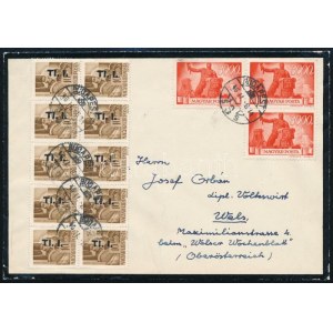 1946 (7. díjszabás) Levél 13 db bélyeggel Ausztriába / Cover with 13 stamps to Austria