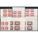 1958 Vörös-fekete portó vágott sor ívsarki négyestömbökben (40.000) / Mi Postage due 222...