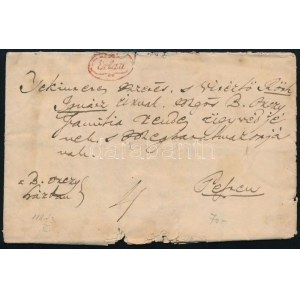 ~1818 Portós levél / Unpaid cover, piros / red Erlau