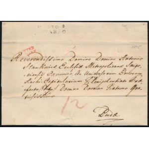 1825 Portós levél / Unpaid cover, piros / red NEUTRA - Buda