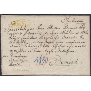 1830 Portós levél / unpaid cover sárga / yellow OKOLITSNA - Deménd