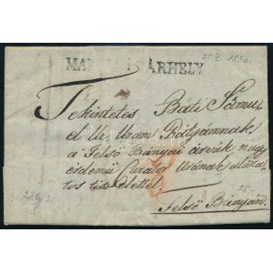 1830 Portós levél / Unpaid cover MAR(OSVÁS)ÁRHELY