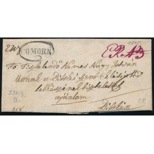 1845 Ajánlott levél / Registered cover COMORN
