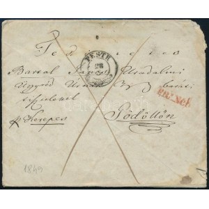 1849 Franco levél újrahasznált papírból / Franco cover from reused paper PESTH - Gödöllő
