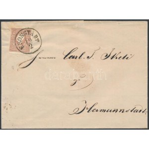 1859 10kr I. (3 oldalon vágva) levélen / on cover KRONSTADT - HERMANNSTADT