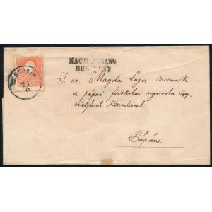 ~1860 5kr elfogazott bélyeg levélen / with shifted perforation on cover VESZPRIM ...