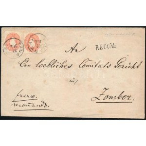 ca 1861 Ajánlott levél 4 x 5kr bélyeggel bérmentesítve (a hátoldalról az egyik bélyeg hiányzik / 1 stamp missing) ...