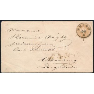 ~1863 15kr díjjegyes levél, hátoldalán levélzáróval / 15kr PS-cover with label PESTH ...