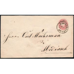 ~1863 5kr díjjegyes levél, hátoldalán levélzáróval / 5kr PS-cover with label HERMANNSTADT ...