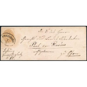 ~1864 15kr levélen / on cover PRESSBURG - Ofen
