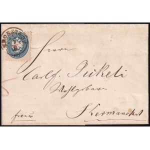 1865 10kr levél darabon / on cover piece KRONSTADT