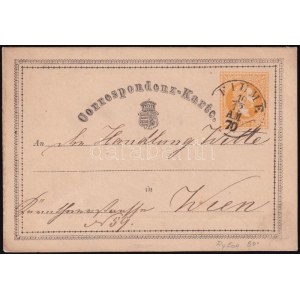 1870 2kr díjjegyes levelezőlap / PS-card FIUME - Wien