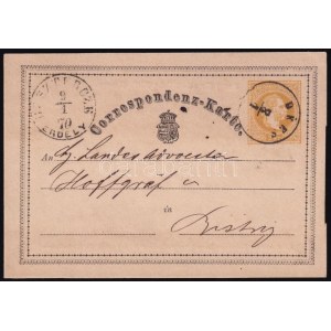1870 2kr díjjegyes levelezőlap / PS-card DEES