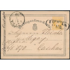 1870 2kr díjjegyes levelezőlap / PS-card UNGHVÁR