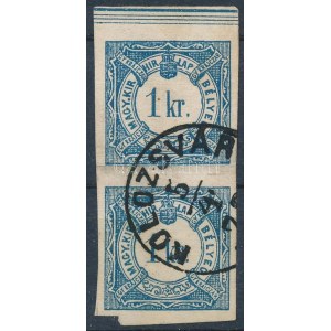 1868 Hírlapilletékbélyeg 1kr ívszéli pár, Ladurner / Newspaper duty stamp 1kr margin pair KOLOZSVÁR...