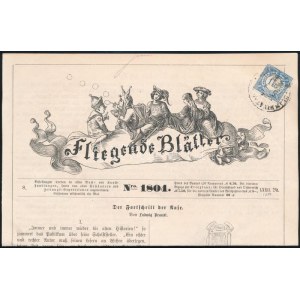 1888 Hírlapilletékbélyeg 1kr német nyelvű újságcímlapon, magyar bélyegzéssel ...