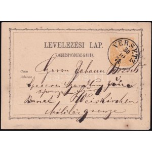 1871 2kr díjjegyes levelezőlap / PS-card VERSETZ