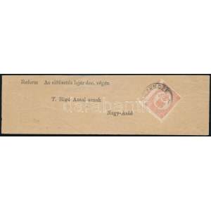 ~1871 Hírlapbélyeg teljes címszalagon / Newspaper stamp on complete wrapper BERZENCZE / (SO)MOGY M. - Nagy...