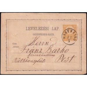 1872 2kr díjjegyes levelezőlap / PS-card NAGYKÁLLÓ