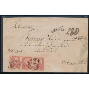 ~1872 3 x 5kr ajánlott levél előlapon / on registered cover front NAGYVÁRAD / AJÁNLOTT