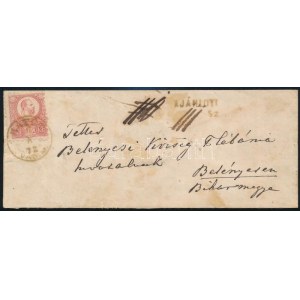 1872 3 x Réznyomat 5kr ajánlott levélen / on registered cover RÁTÓT VAS. M. - BELÉNYES