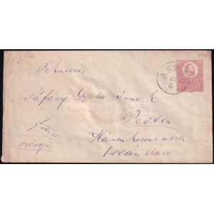 1872 5kr díjjegyes boríték / PS-cover ASZÓD