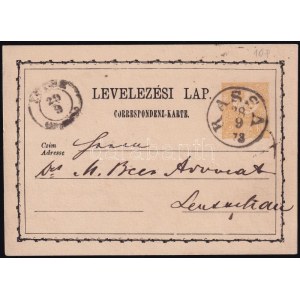1873 2kr díjjegyes levelezőlap / PS-card KASSA