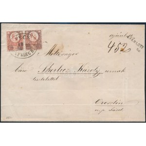 1873 Réznyomat 4 x 5kr levélen / 4 x Mi 10 on cover PÉCS / FÜNFKIRCHEN - Oroszló