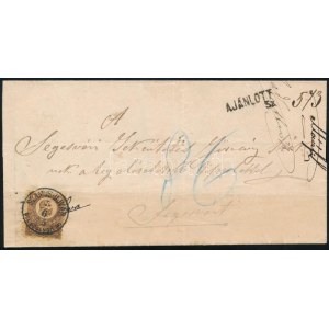 1875 15kr sárgás barna ajánlott levélen / 15kr yellowish brown on registered cover SZAMOS-UJVÁR...