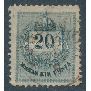 1881 20kr I. lemez 11 1/2 fogazással, látványos kettősnyomattal / Mi 25 with double print