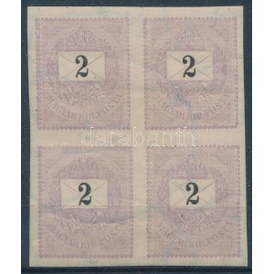 1889 2kr vágott négyestömb / imperforate block of 4