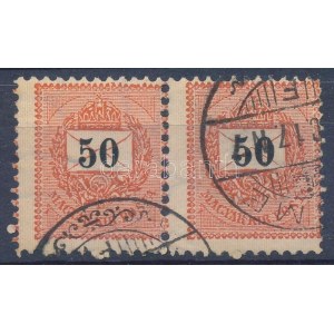 1889 50kr elfogazott pár / pair with shidted perforation