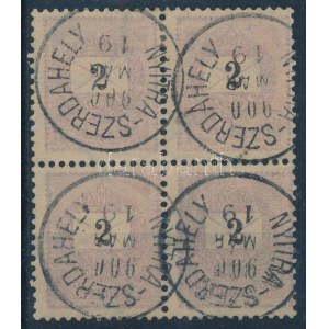 1898 2kr négyestömb számvízjellel / number in the watermark NYITRA-SZERDAHELY