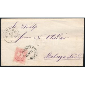 1877 Színes számú 5kr levélen / on cover TURÓCZ SZT. MÁRTON - Ó-STUBNYA