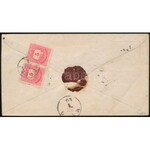 1880 Ajánlott 5kr díjjegyes boríték 2 x 5kr díjkiegészítéssel PÉCSKA - Makó / Registered 5kr PS...