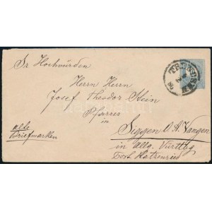1886 10kr díjjegyes boríték Németországba / PS-cover to Germany TRENCSÉN